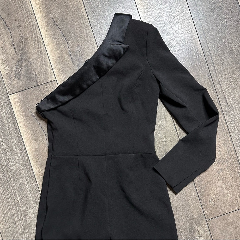 Zara Asymmetric One Sleeve Black Jumpsuit