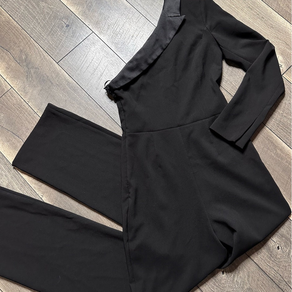 Zara Asymmetric One Sleeve Black Jumpsuit