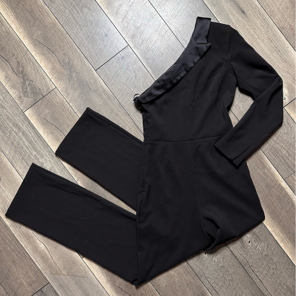 Zara Asymmetric One Sleeve Black Jumpsuit