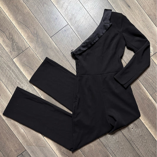 Zara Asymmetric One Sleeve Black Jumpsuit