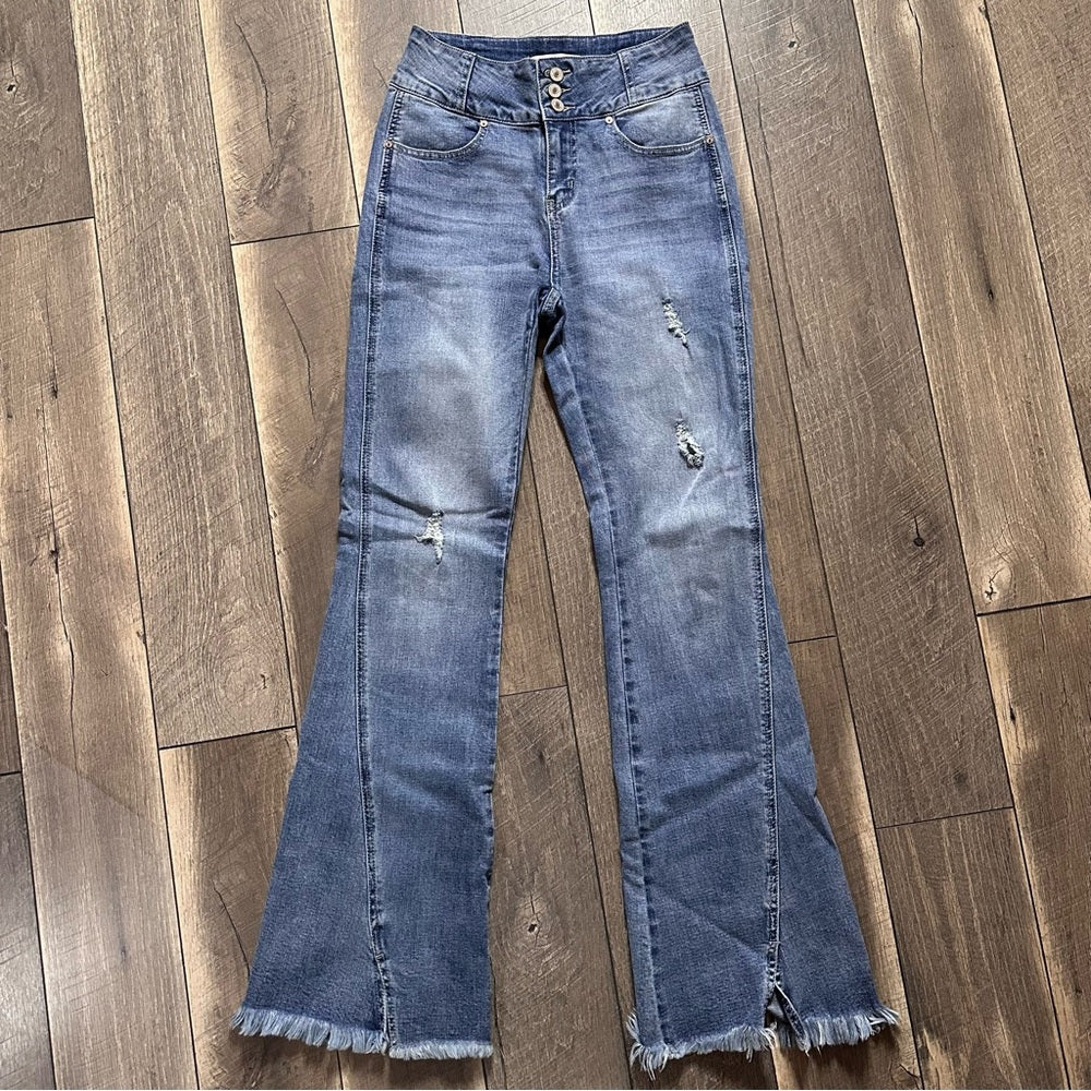 KanCan Dunkirk High Rise Twisted Inseam Flares