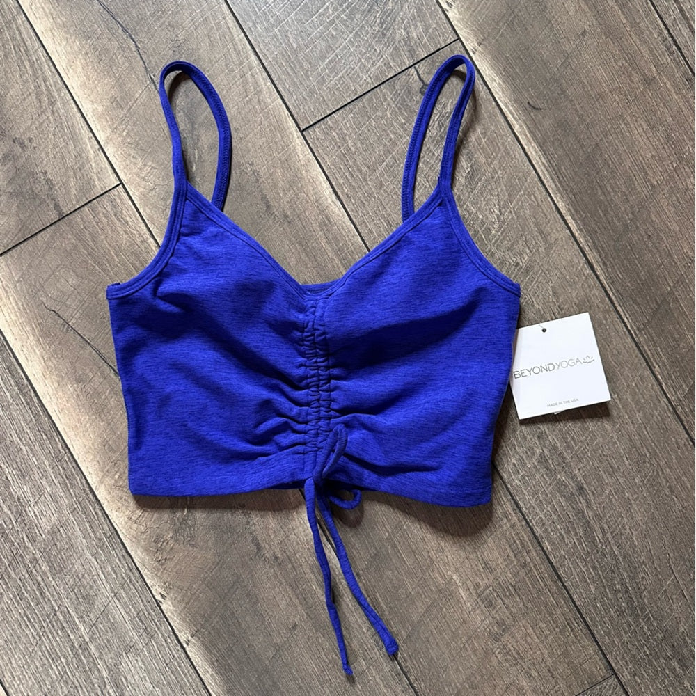 Beyond Yoga Blue Ruched Crop Top