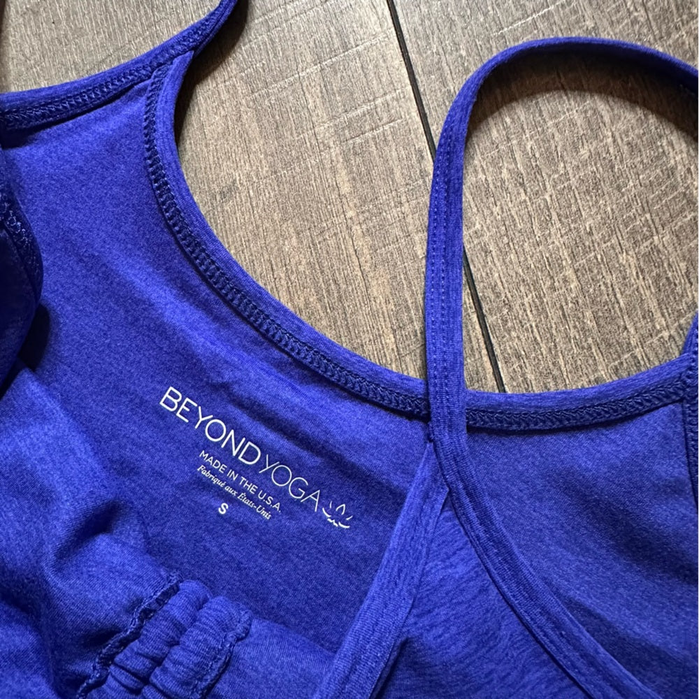 Beyond Yoga Blue Ruched Crop Top