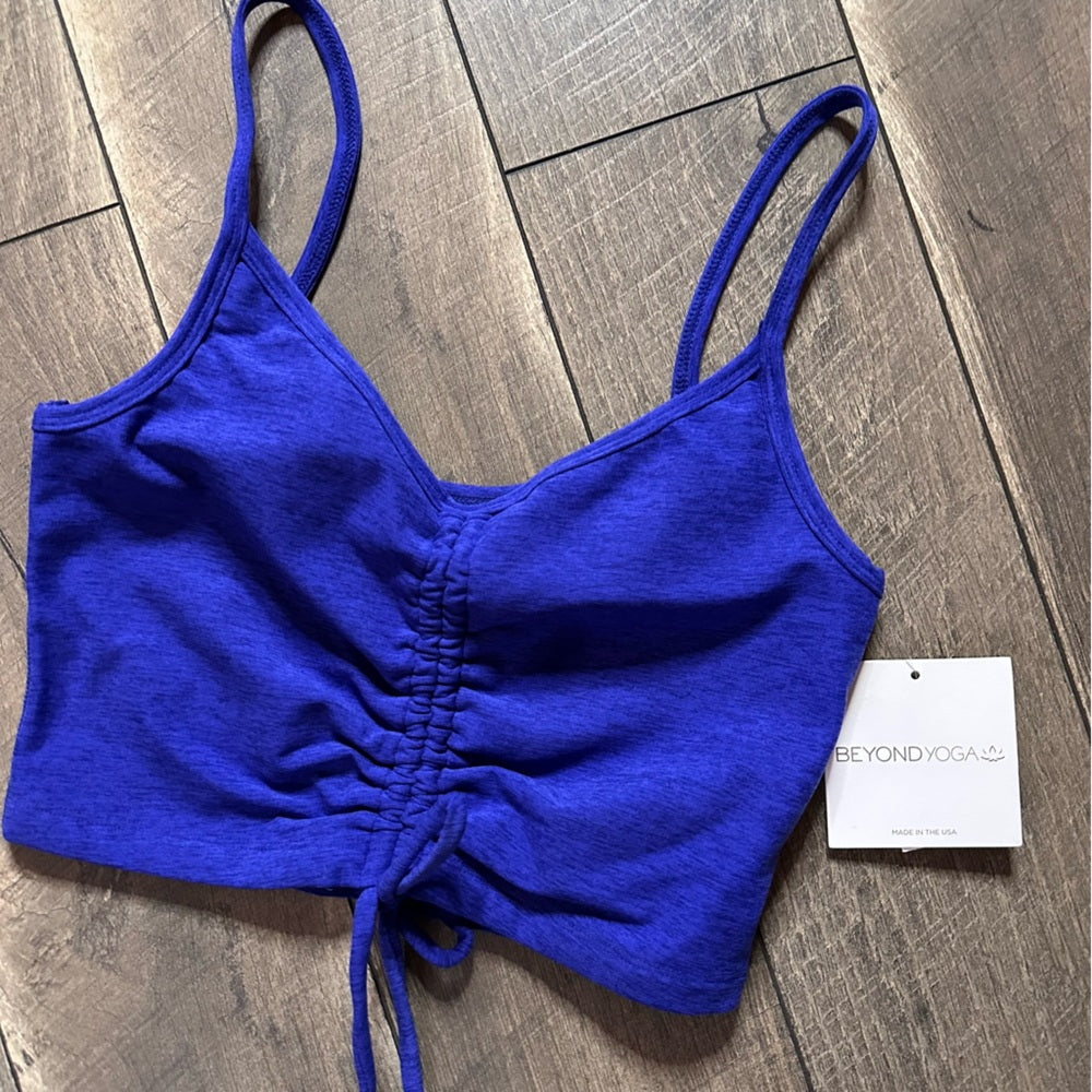 Beyond Yoga Blue Ruched Crop Top