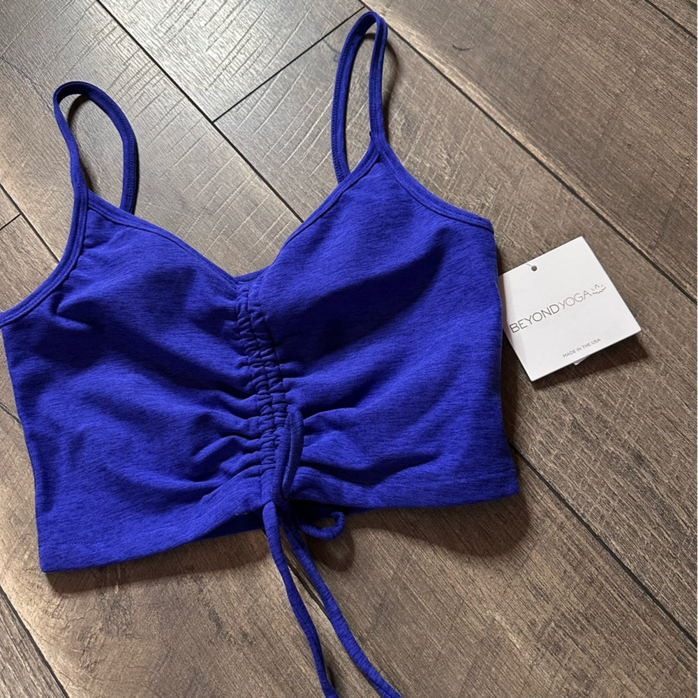 Beyond Yoga Blue Ruched Crop Top