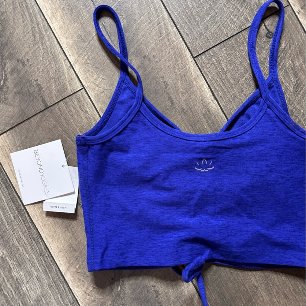 Beyond Yoga Blue Ruched Crop Top