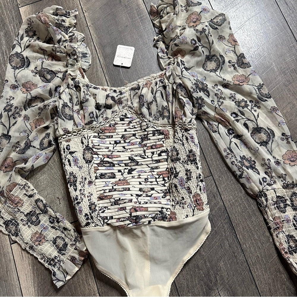 Free People Brunch Date Long Sleeve Bodysuit