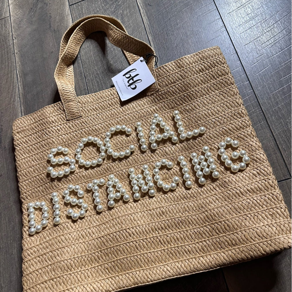 NWT🏝️ BTB Los Angeles Social Distancing Straw Tote Bag