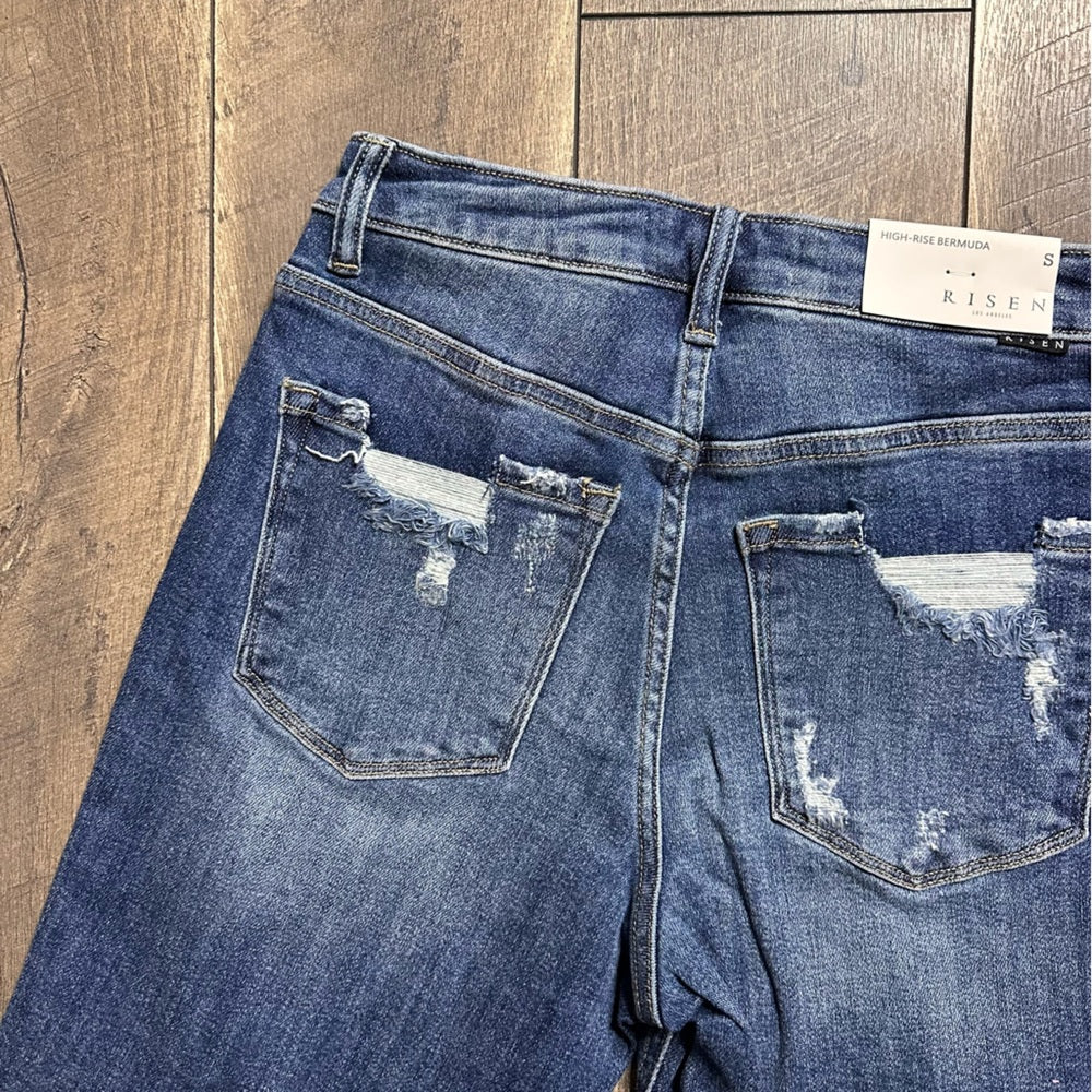 Risen Hi Rise Bermuda Denim Shorts