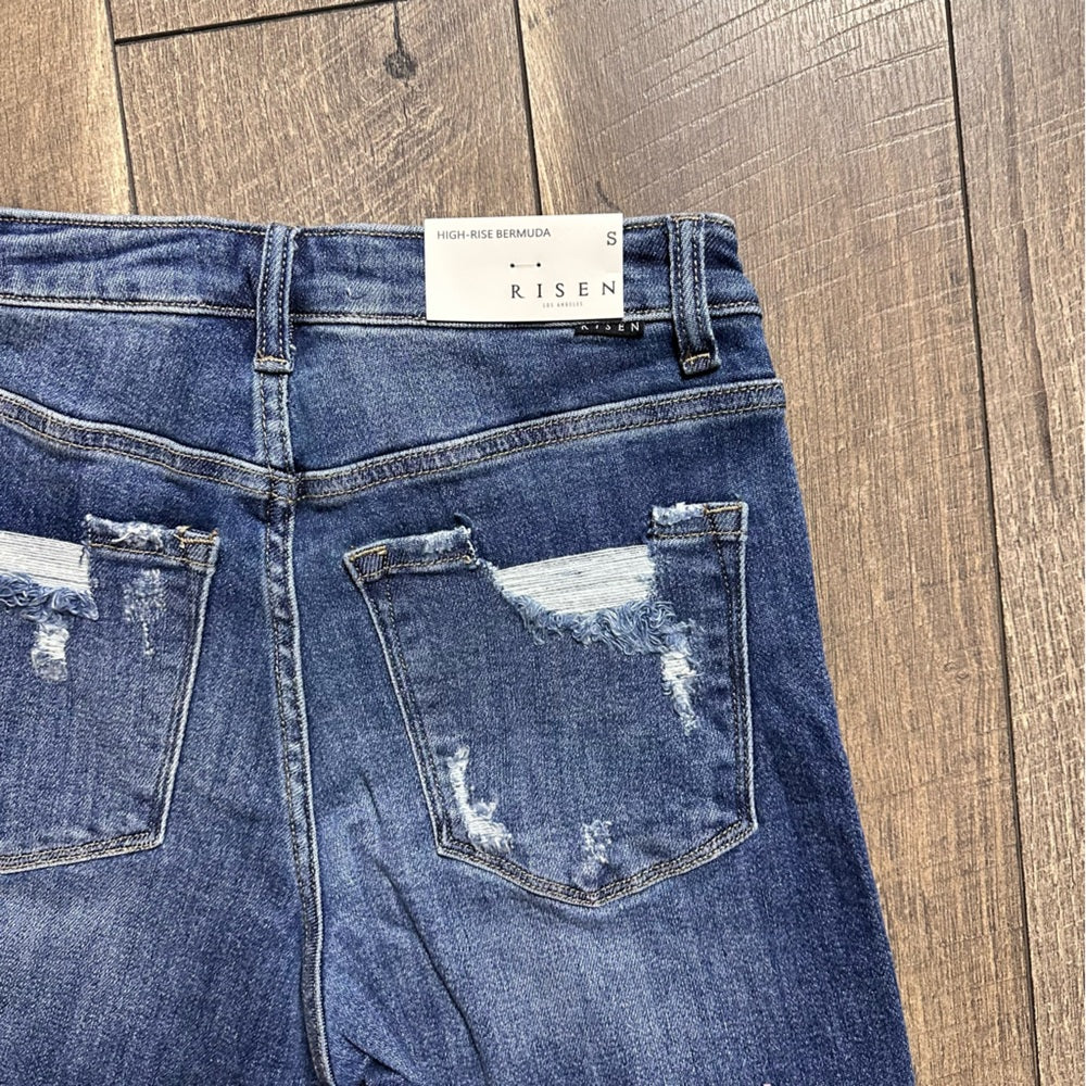 Risen Hi Rise Bermuda Denim Shorts