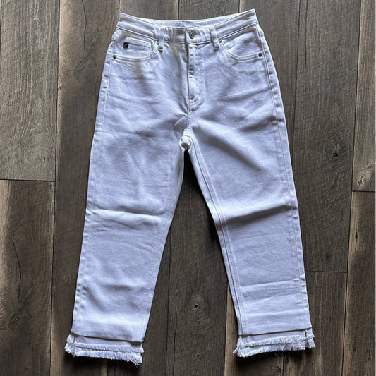 KanCan Hi Rise White Denim Capris