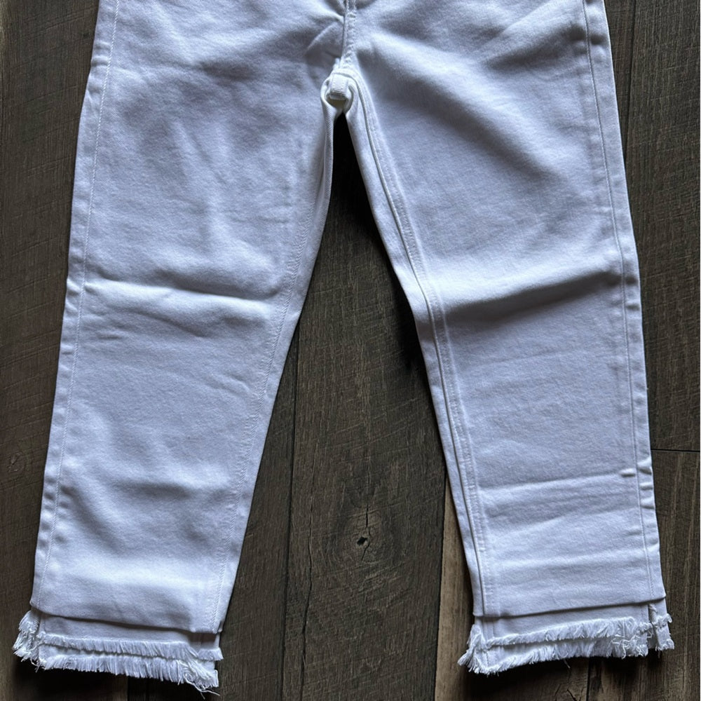 KanCan Hi Rise White Denim Capris