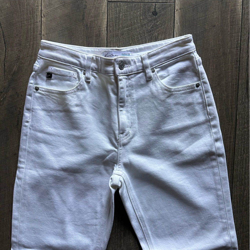 KanCan Hi Rise White Denim Capris