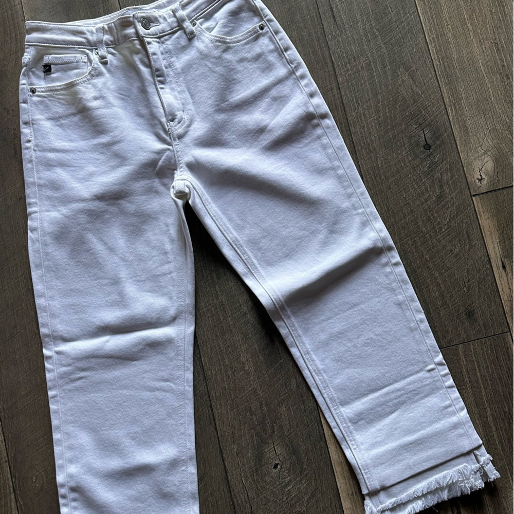 KanCan Hi Rise White Denim Capris