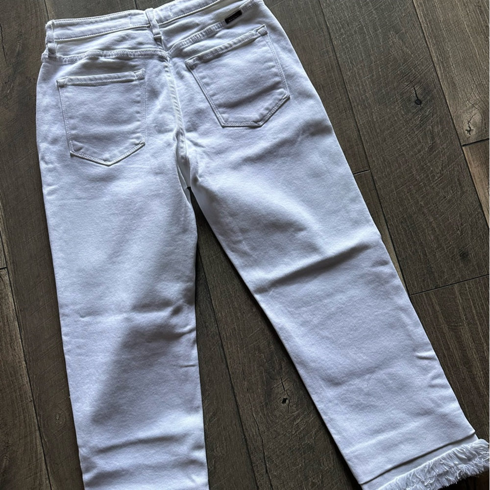 KanCan Hi Rise White Denim Capris