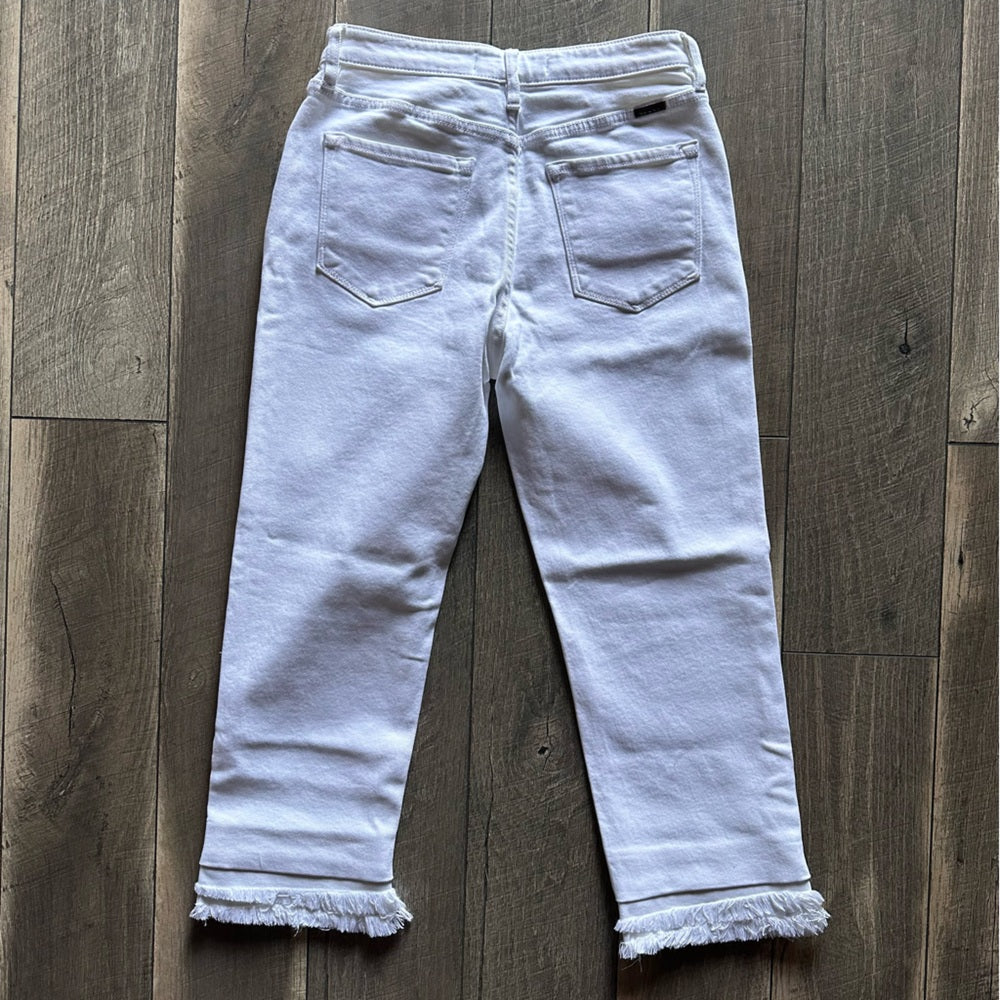 KanCan Hi Rise White Denim Capris