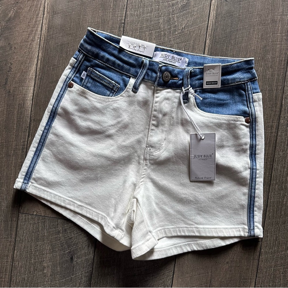 Judy Blue Two-Tone Hi Rise Shorts