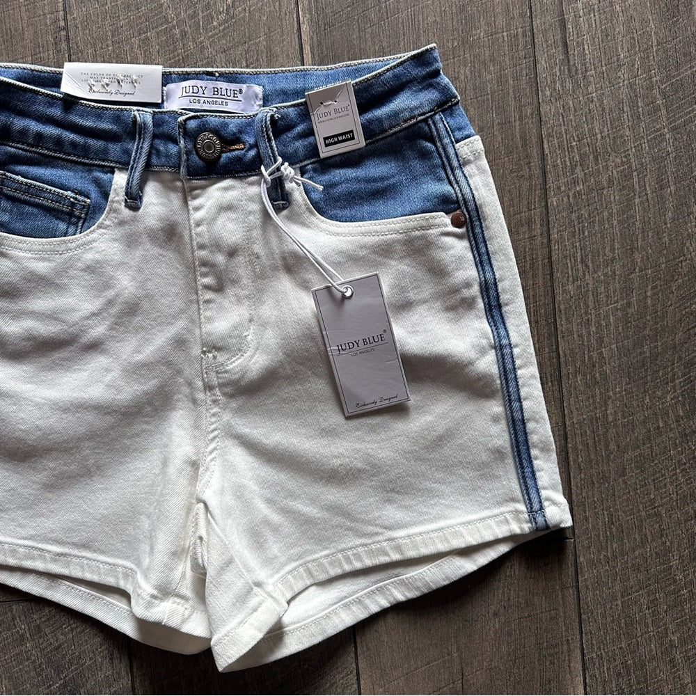 Judy Blue Two-Tone Hi Rise Shorts