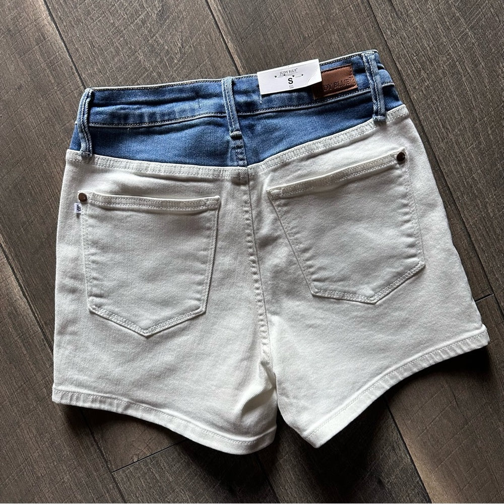 Judy Blue Two-Tone Hi Rise Shorts