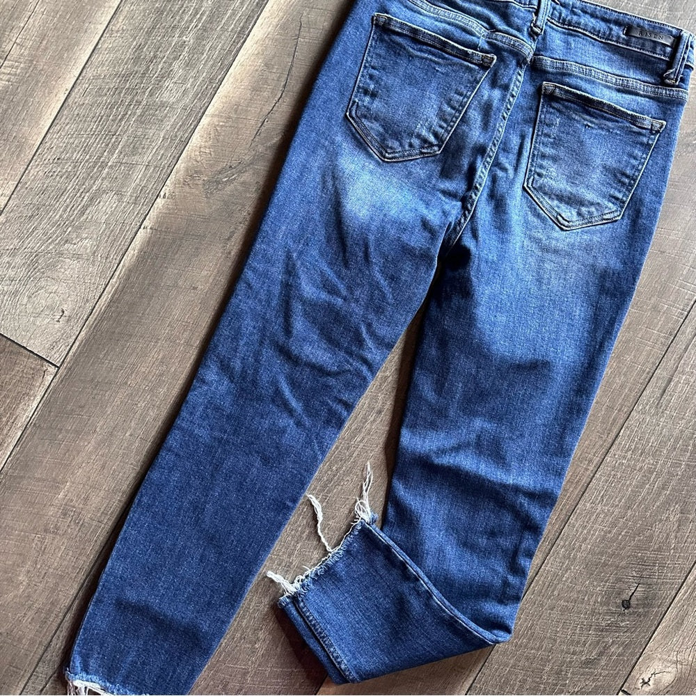 Risen Hi Rise Distressed Relaxed Skinny Jeans