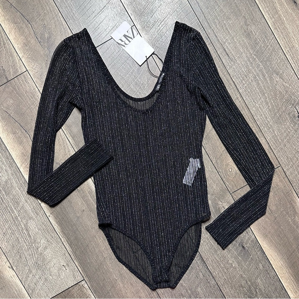 Zara Glitter Mesh Bodysuit