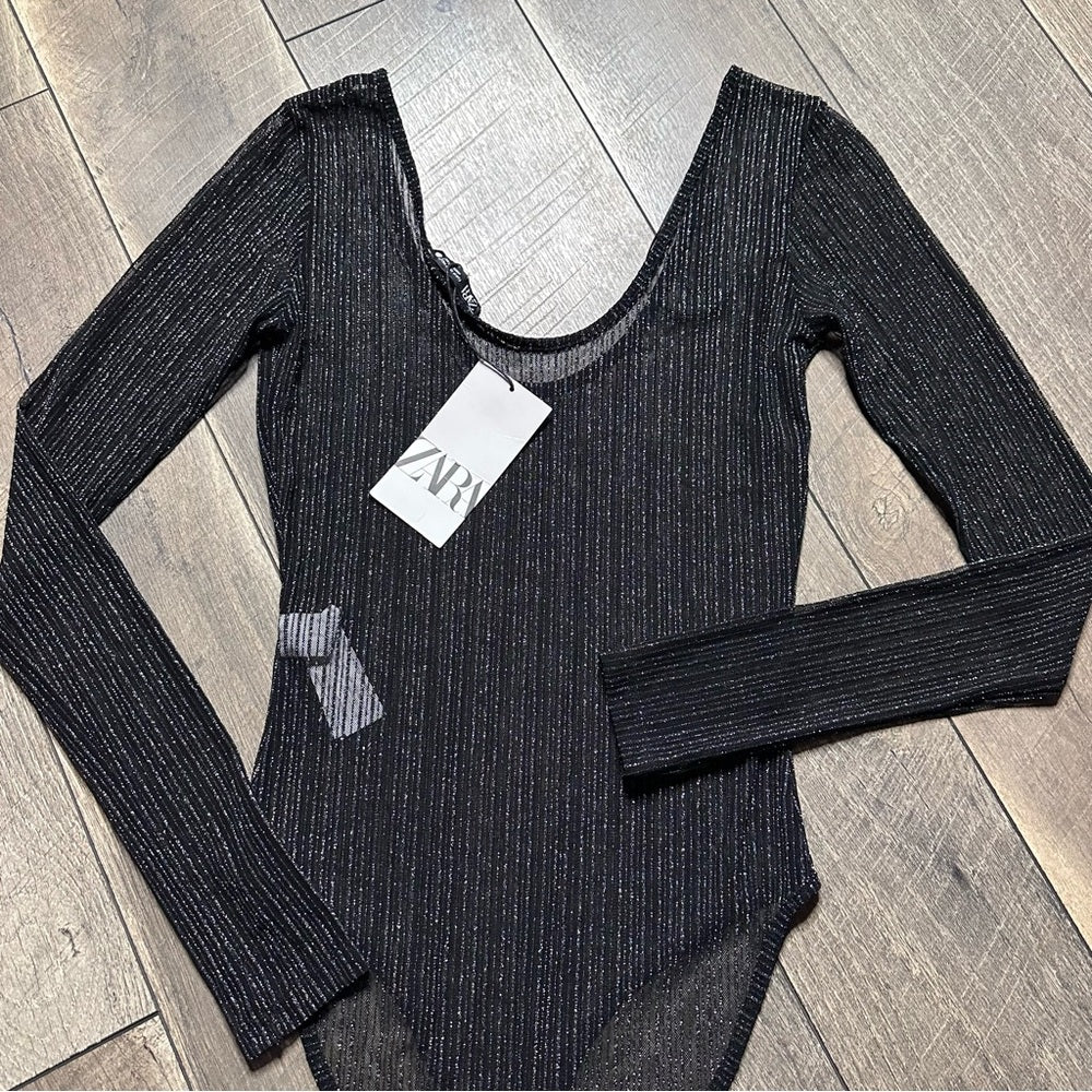 Zara Glitter Mesh Bodysuit