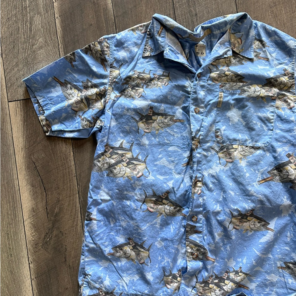 Columbia Fish n Beer Short Sleeve Button Down