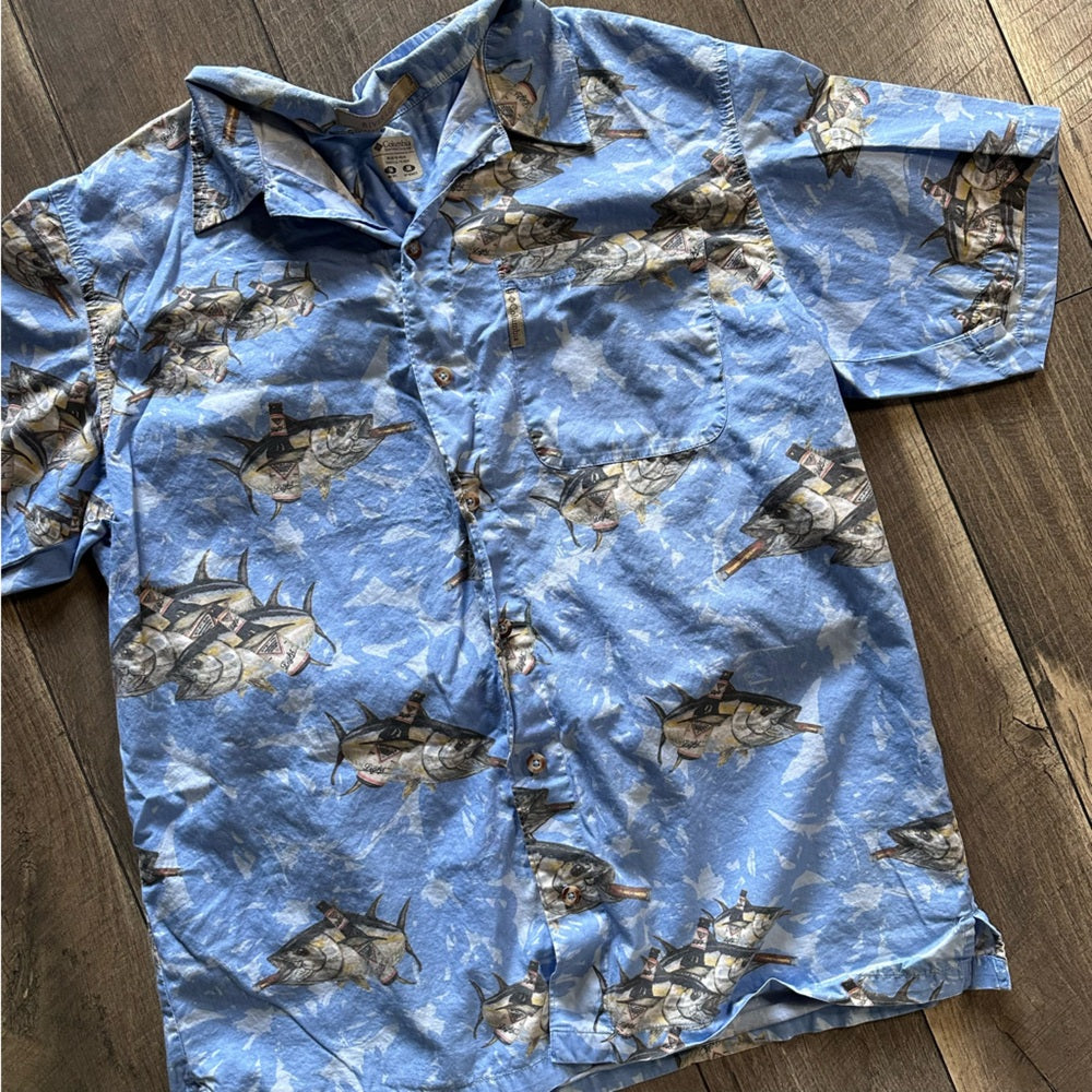 Columbia Fish n Beer Short Sleeve Button Down