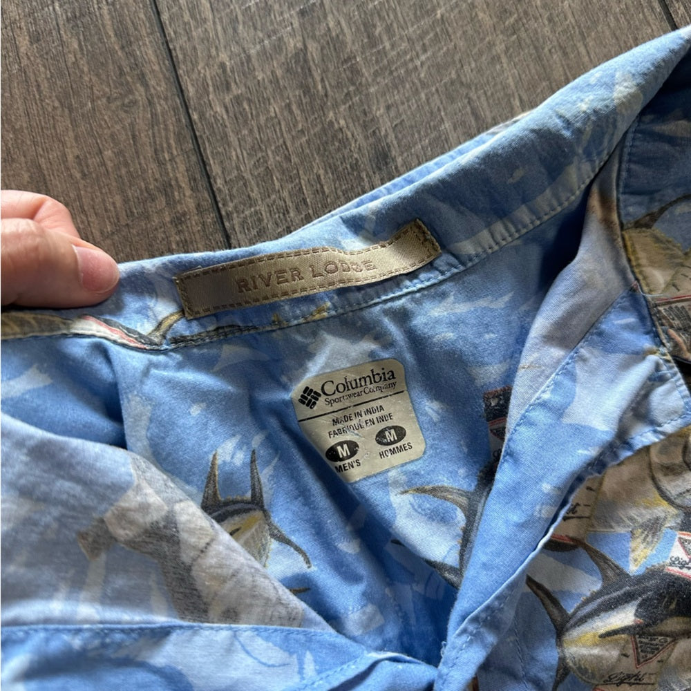 Columbia Fish n Beer Short Sleeve Button Down