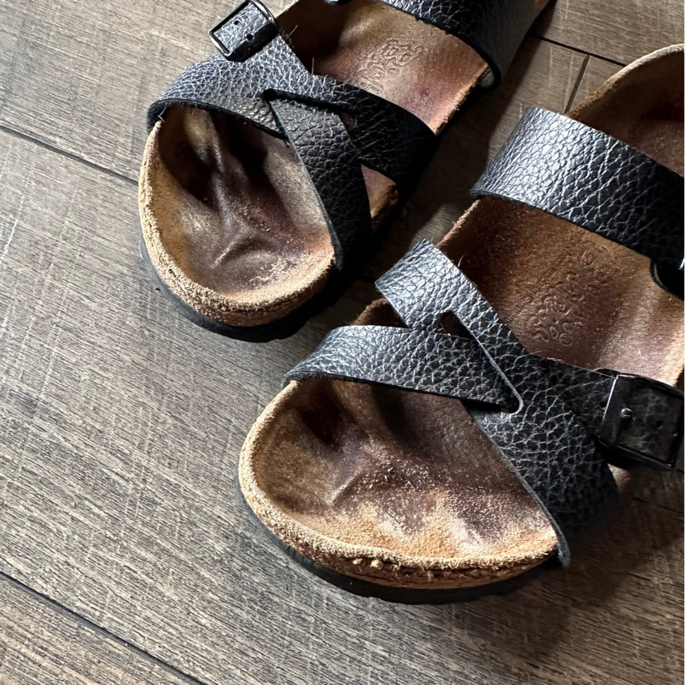 Birkenstocks Birkis Nepal Black Leather Sandals