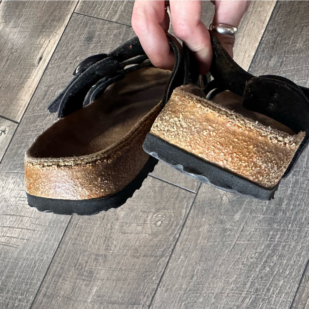 Birkenstocks Birkis Nepal Black Leather Sandals