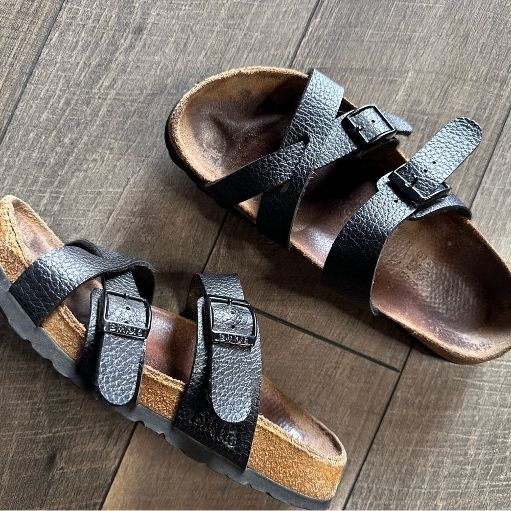 Birkenstocks Birkis Nepal Black Leather Sandals