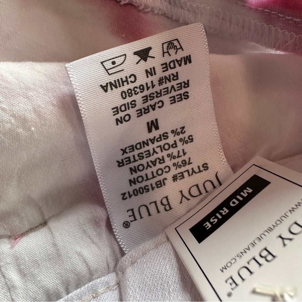 Judy Blue Mid Rise Pink Tie Dye Denim Shorts