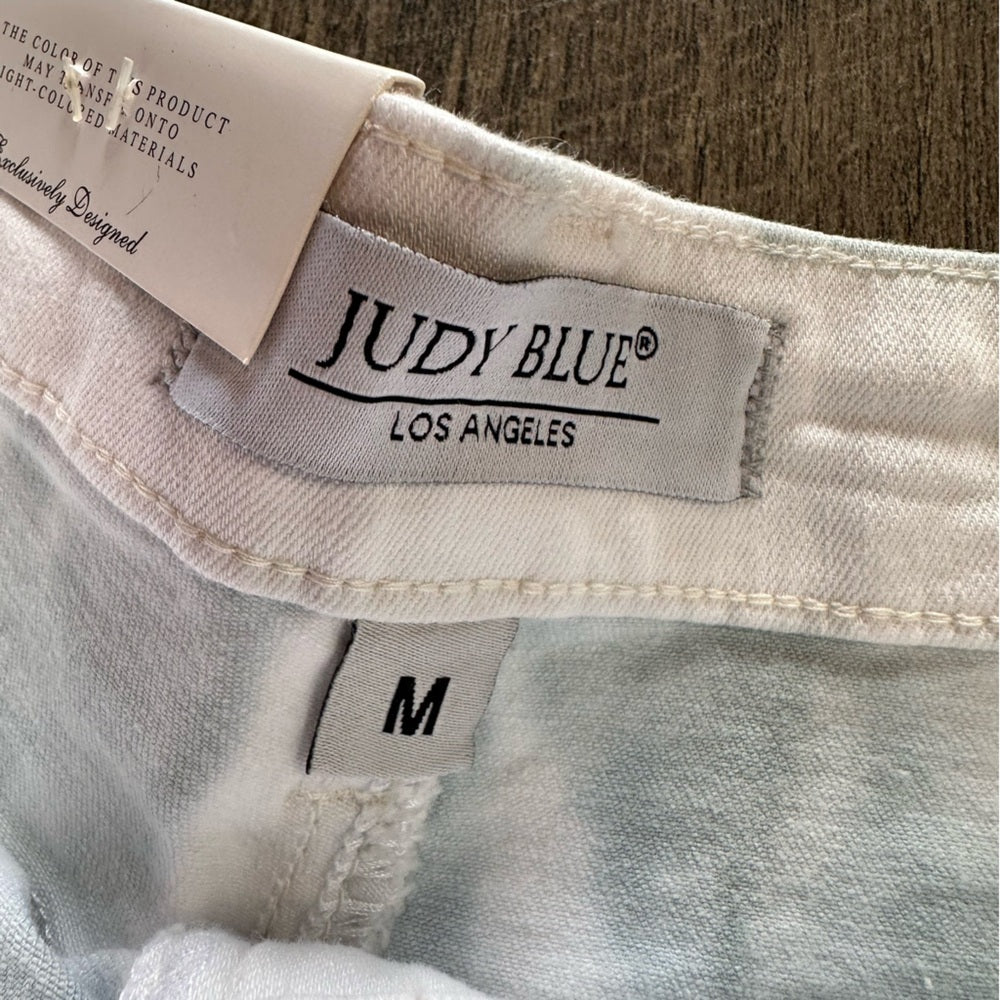 Judy Blue Mid Rise Blue Tie Dye Denim Shorts