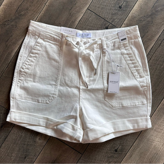 Judy Blue White Hi Rise Cuffed Jogger Denim Shorts