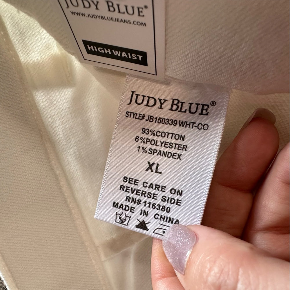 Judy Blue White Hi Rise Cuffed Jogger Denim Shorts