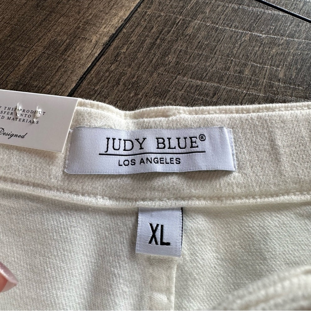 Judy Blue White Hi Rise Cuffed Jogger Denim Shorts