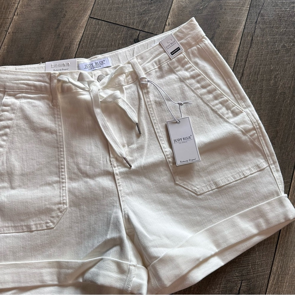 Judy Blue White Hi Rise Cuffed Jogger Denim Shorts