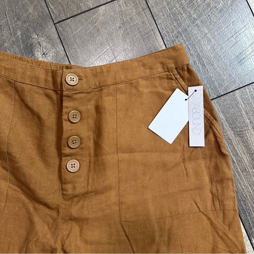 Abroad Button Front Linen Blend Shorts