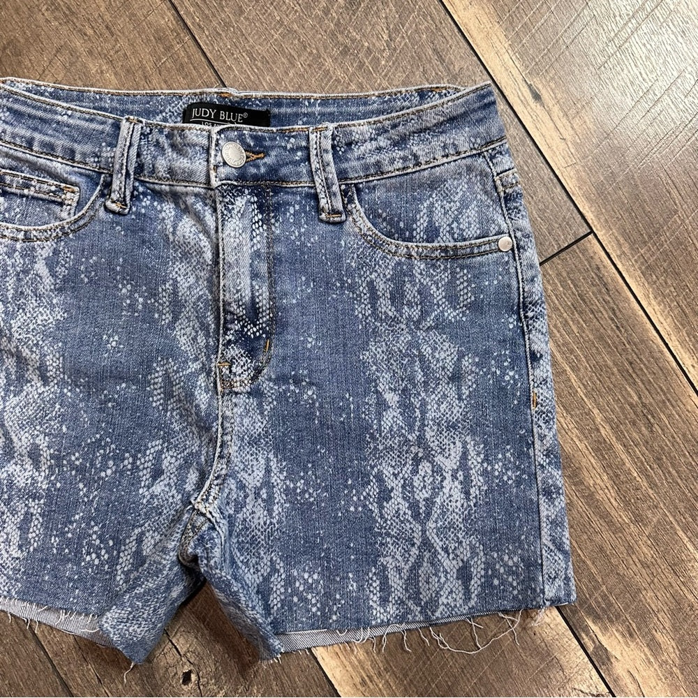Judy Blue Snakeskin Print Denim Shorts
