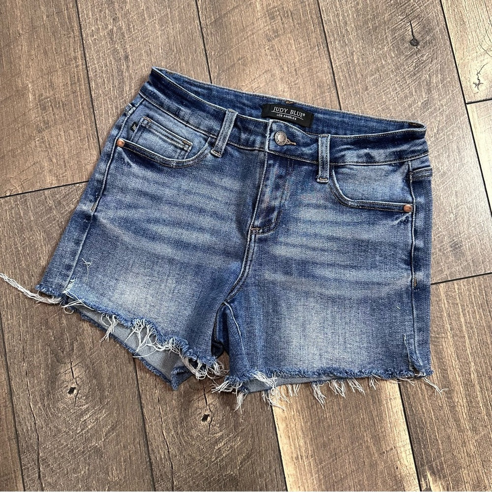 Judy Blue Hi Rise Raw Hem Shorts