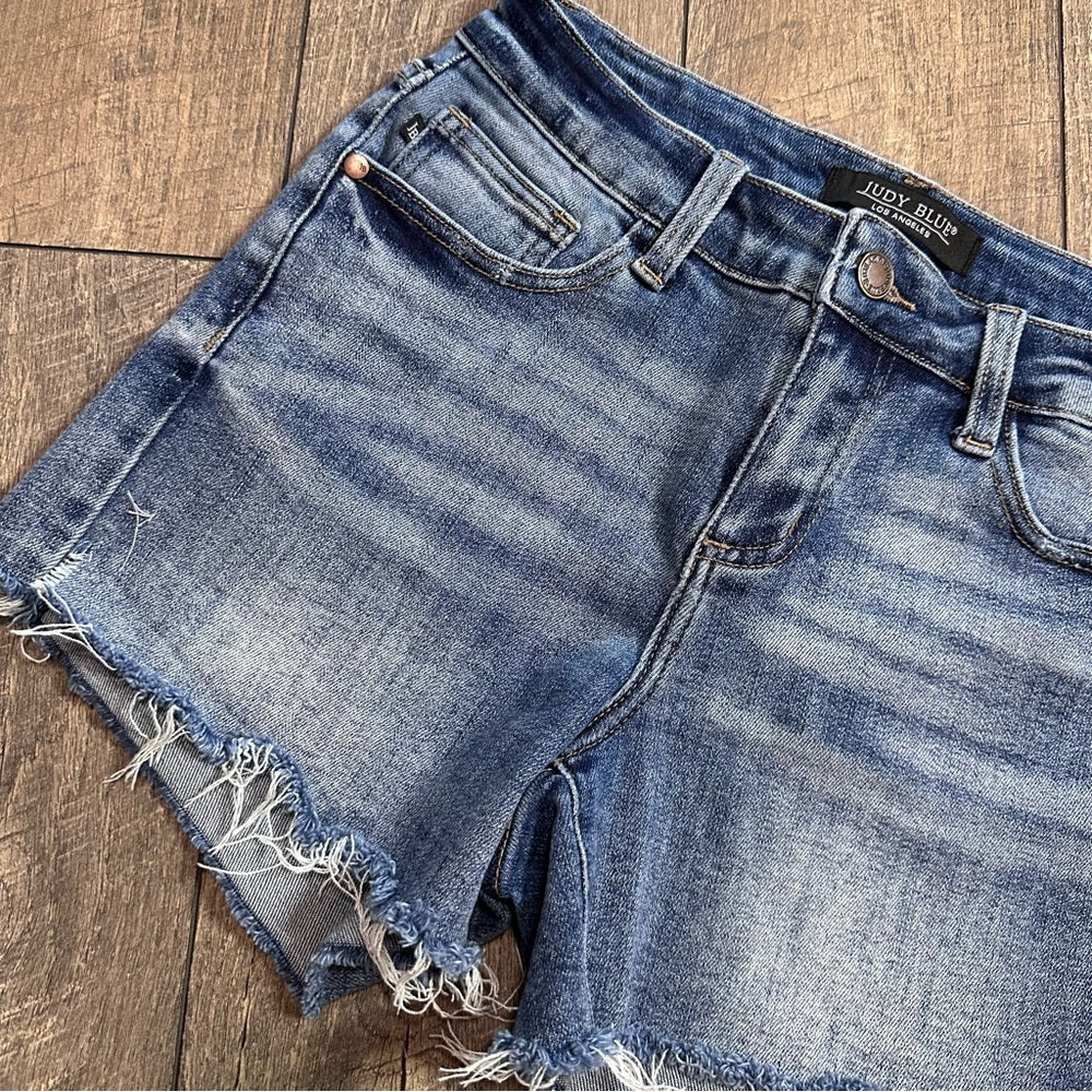 Judy Blue Hi Rise Raw Hem Shorts