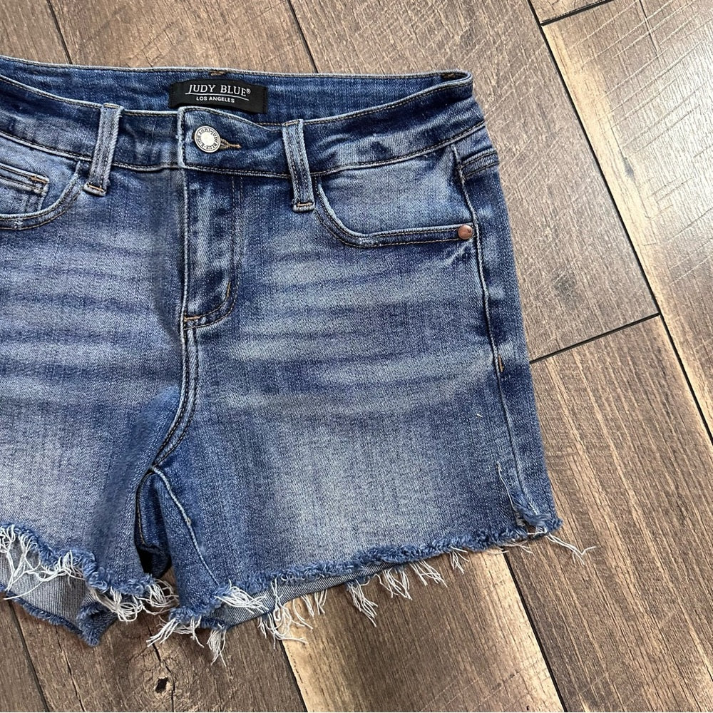 Judy Blue Hi Rise Raw Hem Shorts