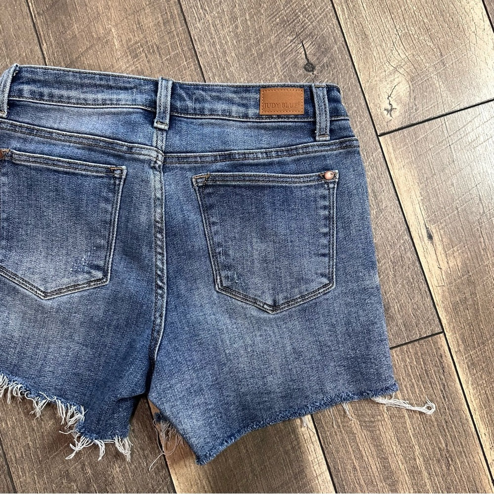Judy Blue Hi Rise Raw Hem Shorts