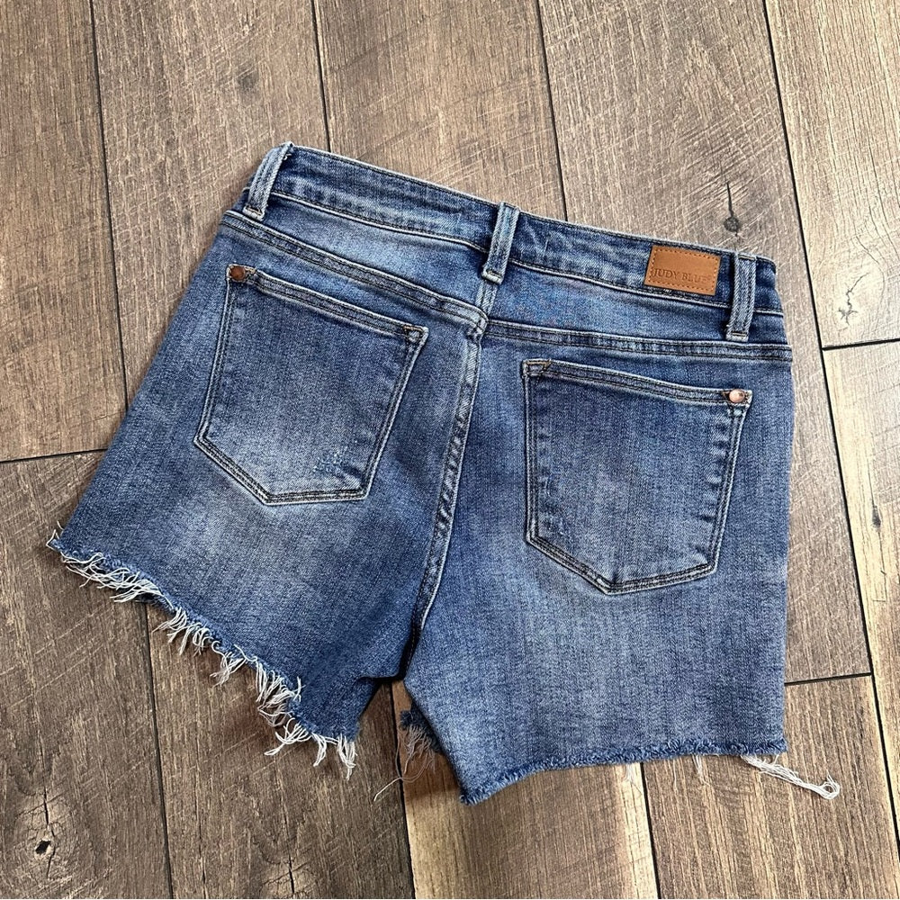 Judy Blue Hi Rise Raw Hem Shorts