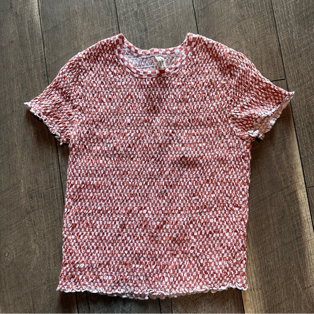 American Eagle Smocked Short Sleeve Top
