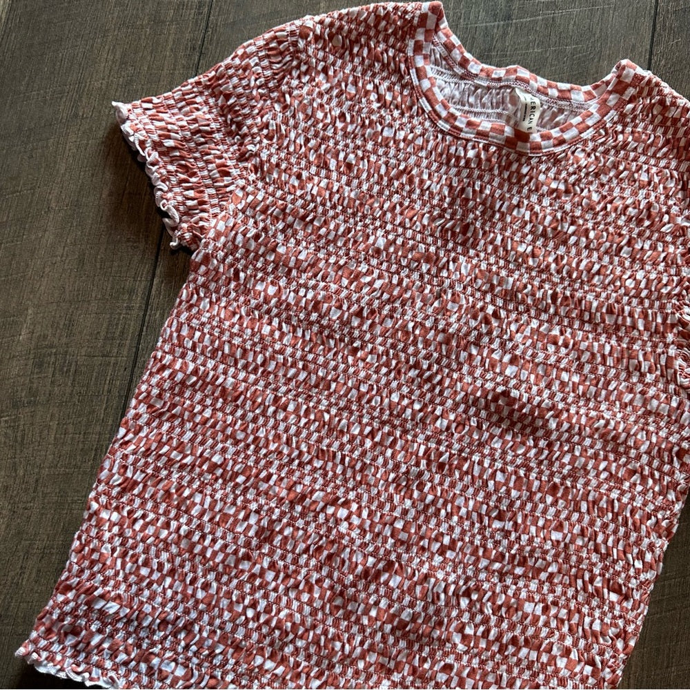 American Eagle Smocked Short Sleeve Top