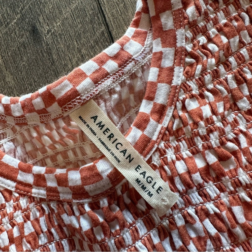 American Eagle Smocked Short Sleeve Top