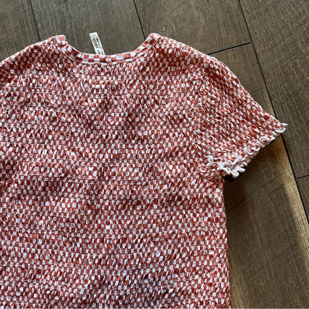 American Eagle Smocked Short Sleeve Top