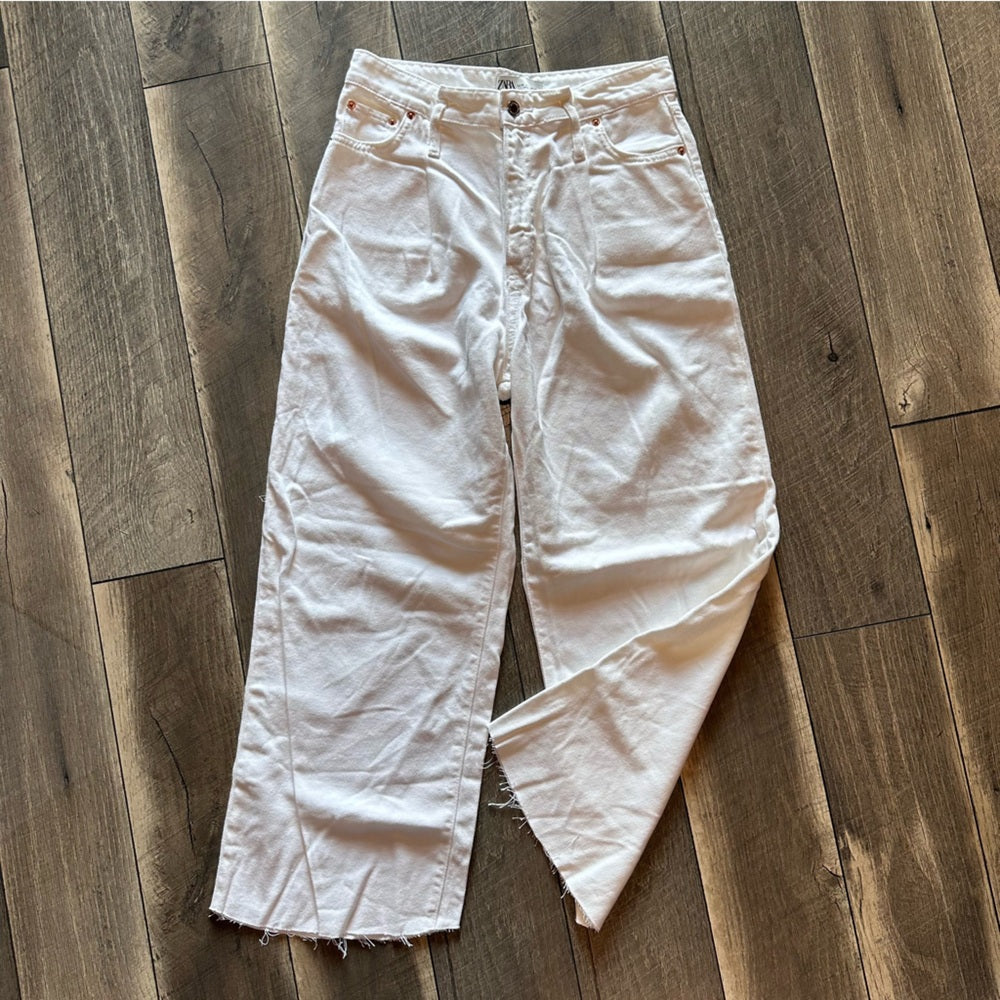 Zara White Wide Leg Jeans